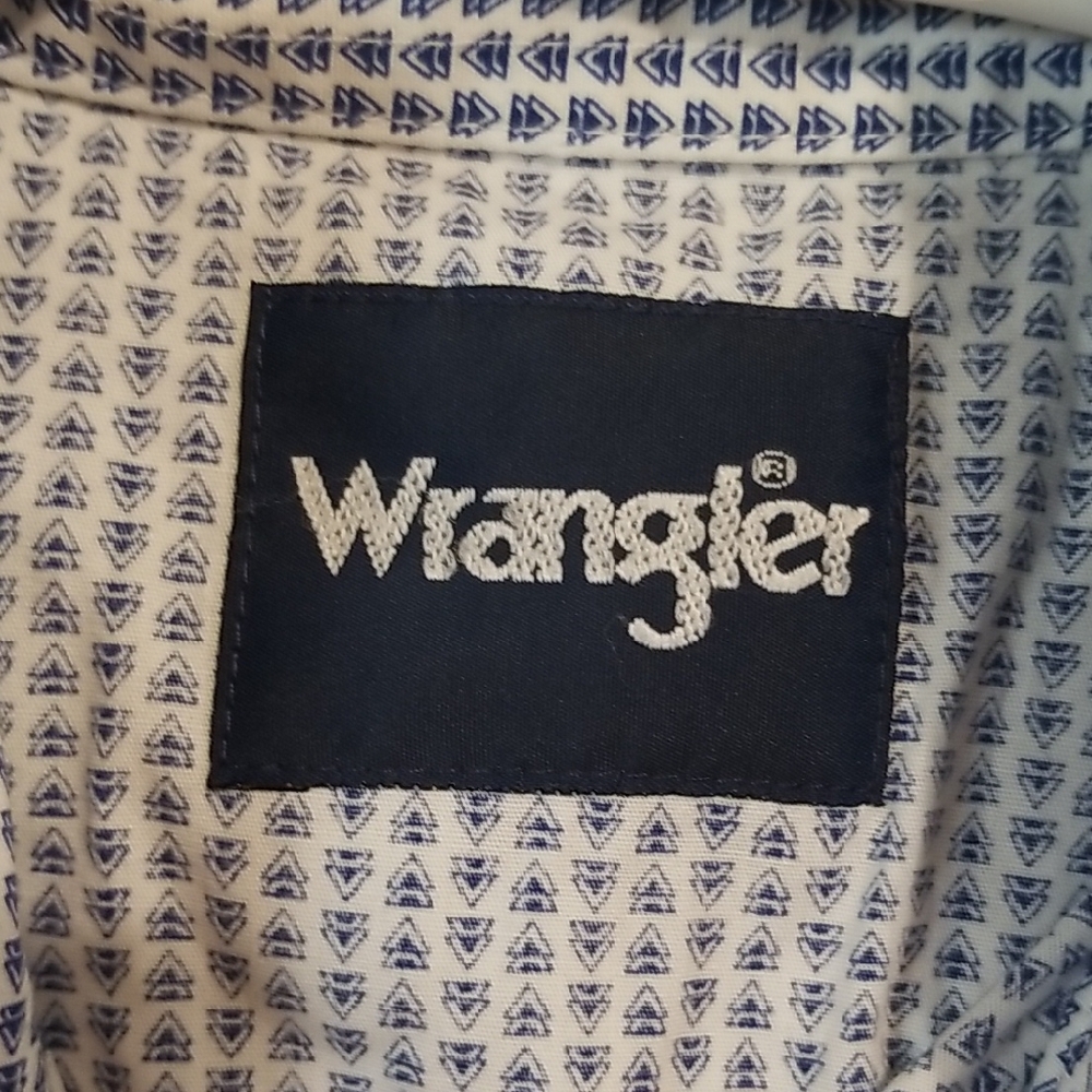 Wrangler Kids Embroidered Long Sleeve Button Down Collared Shirt Western Medium - Picture 11 of 12